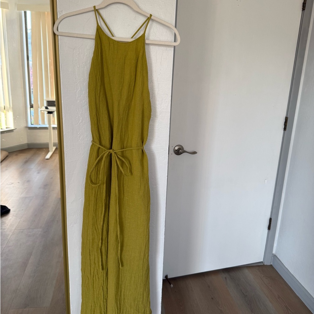 Massimo Dutti Lime Green Backless Dress